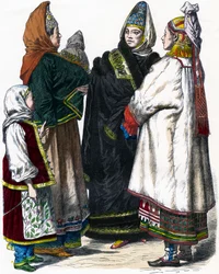 Traditioneel Russisch Kostuum, ca. 1850