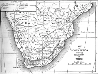 Stammenkaart van Zuid-Afrika, ca. 1880