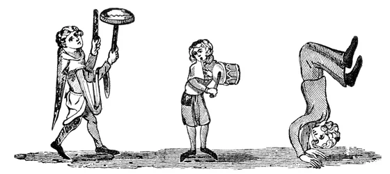 Acrobatiek met muzikanten, 14e eeuw, 1833