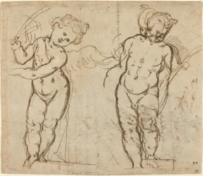 Twee staande putti [recto]