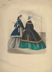Twee vrouwen in jassen, 1863-64