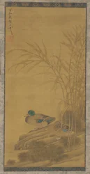 Twee eenden tussen riet aan de waterkant, Ming of Qing-dynastie, 15e-18e eeuw