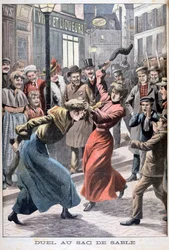 Twee vrouwen vechten met zandzakken, 1903