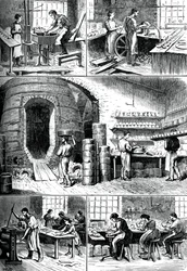 Verschillende aardewerkprocessen, ca. 1880