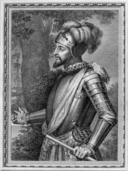 Vasco Núñez de Balboa 1475-1519 Uit Retratos de los Españoles ilustres, 1791
