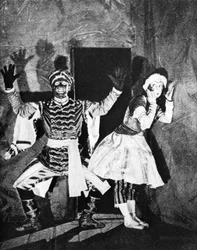 Vaslav Nijinsky, Russische balletdanser, in Petrushka, Parijs, 1912, 1930