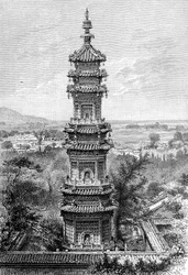 Uitzicht vanaf het Zomerpaleis, Peking, c1890