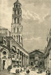 Uitzicht in Spalatro, met de Campanile en de Peristyle van het Paleis van Diocletianus, 1890
