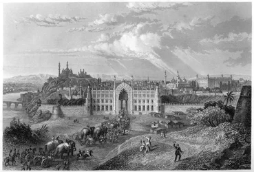 Uitzicht op Lucknow, India, ca. 1860