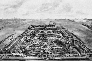 Uitzicht op de All-Russian Exhibition van 1882 Khodynka, Moskou, 1882