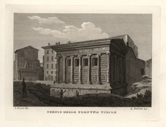Uitzicht op de Tempel van Portunus, Tempio di Portuno of Tempio della Fortuna Virile