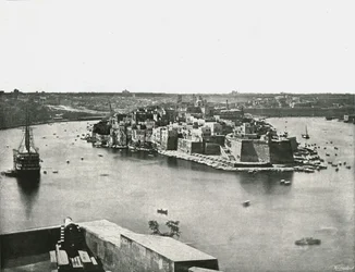 Uitzicht op de haven, Valletta, Malta, 1895
