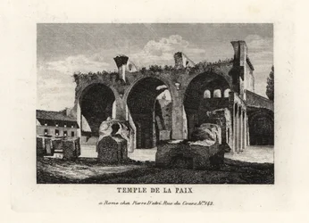 Uitzicht op de ruïnes van de Tempel van Vrede, Templum Pacis, of het Forum van Vespasianus, Rome