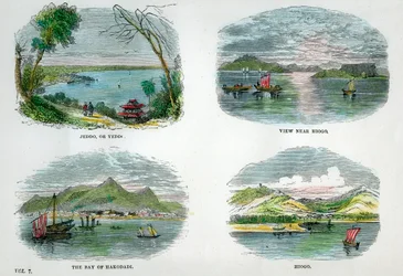 Zichten op de belangrijkste steden en havens van Japan, circa 1880