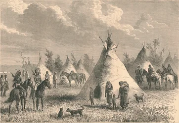 Dorp van Prairie Indianen