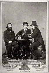 Violist Johann Pickel met componisten Eduard Nápravník en Anatoly Lyadov, 19e eeuw
