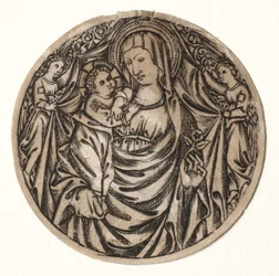 Maagd en kind met twee engelen, 1400s