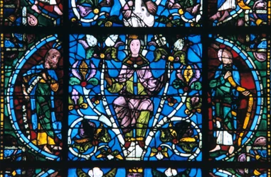 Maagd en profeten, glas-in-lood, kathedraal van Chartres, Frankrijk