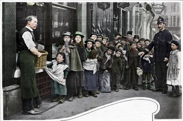 Wachten op voedselpakketten, Cheapside, ca. 1903