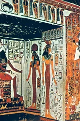 Muurschildering, graf van Nefertiti, Thebe, Egypte
