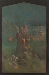 Muurschildering: Perseus en Andromeda in landschap, uit de keizerlijke villa