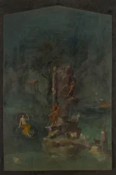Muurschildering: Polyphemus en Galatea in een landschap, van de keizerlijke villa