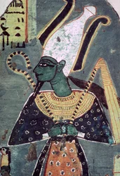 Muurschildering van Osiris Khenti-Amentiu, uit een graf in Thebe