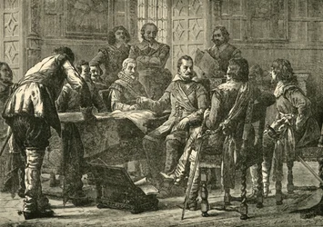 Wallenstein en Tilly houden een krijgsraad