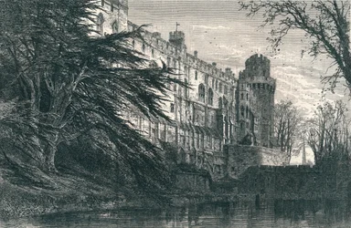 Warwick Castle vanuit het westen, 19e eeuw