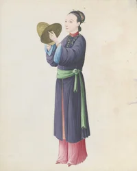 Aquarel van muzikant die bo tongbo speelt