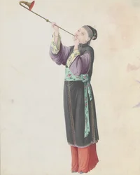 Aquarel van muzikant die laba speelt