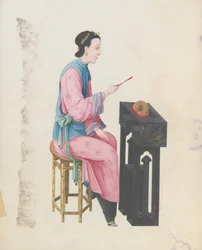 Aquarel van Muzikant die Mu Yu Speelt