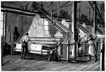 Weefschuur uitgerust met Jacquard-krachtgetouwen