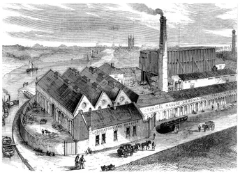 Webbs chemische fabriek, Diglis, Worcestershire, 1869