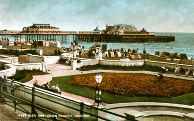 West Pier en Italiaanse Tuinen, Brighton, Sussex, 1928