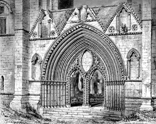 Westelijke Deur van Elgin Kathedraal, Elgin, Moray, Schotland