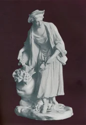 Witte Chelsea Porseleinen tuinmanfiguur, ca. 1770