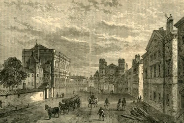 Whitehall, kijkend naar de Holbein Gateway, 1881