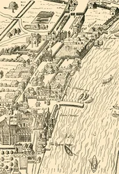 Whitehall en Westminster. Uit Aggas Map, 1881