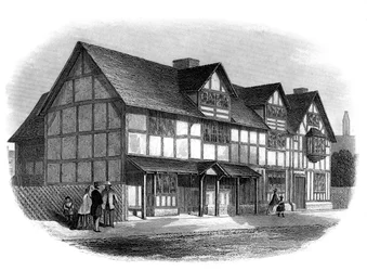Huis van William Shakespeare, Stratford-upon-Avon, Warwickshire, eind 19e eeuw