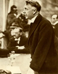 William Thomas Cosgrave houdt een toespraak, Dublin, Ierland