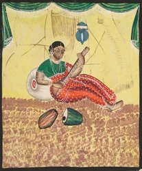 Vrouw die muziek speelt, 1800s