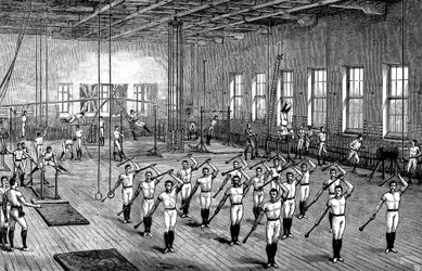 YMCA-gymzaal, Longacre, Londen, ca. 1888