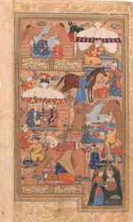 Yusuf wordt uit de put getrokken, Folio uit een Yusuf en Zulaikha van Jami