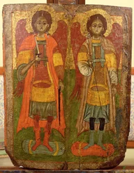 Aartsengelen Michael en Gabriel, Byzantijns icoon, vroege periode, 10e-11e eeuw