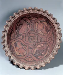 Koptische beker, beschilderd terracotta met guirlandes, Egyptisch, 7e eeuw na Christus