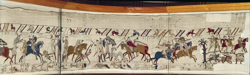 Koning Harold wordt gedood en de Engelsen vluchten, Tapijt van Bayeux