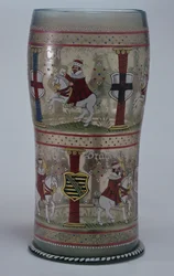 Kurfuerstenhumpen geëmailleerd met scènes van keizer en zeven keurvorsten op witte paarden, Boheems, 1625
