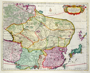Kaart van Mongolië met Japan en China, ca. 1680