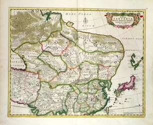 Kaart van Mongolië met een deel van Rusland, Japan en China, ca. 1680, door Frederick de Wit